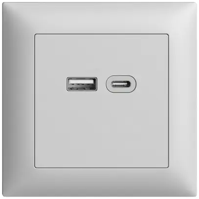 Prise ENC USB 18W type A + type C Feller EDIZIOdue FMI 230V 3600mA gris clair 