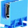 Borne de dérivation Woertz 35…70mm² 192A 800V vis 2×1 rail DIN 35mm bleu 