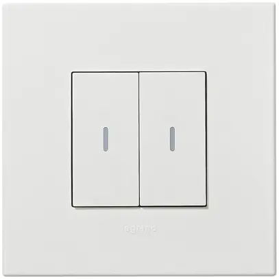 Interruttore a pulsante luminoso doppio AP ARTEOR, controllo, bianco 