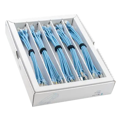 SLIM Câbles patch: 25cm, bleu, 50-Pack Cat.6A, U/FTP, LSOH, jack non sécable 
