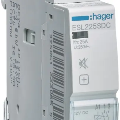 Contacteur AMD Hager 12VDC 2 fermeur 0 ouvreur 25A sans bourdonnement 1UM 