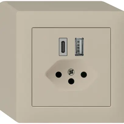Presa di carica USB AP kallysto 18W PD 1×tipo A 1×tipo C T13 beige 
