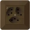 Prise ENC kallysto.trend 3×T13/1 brun avec sécurité enfants 