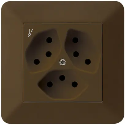 Prise ENC kallysto.trend 3×T13/1 brun avec sécurité enfants 