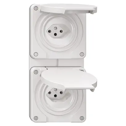 Combinazione NUP NEVO, 2×presa tipo 13, bianco 