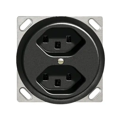 Prise INC 2×T23 16A noir FH, avec bornes enf. 