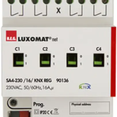 Attuatore-commutatore AMD KNX Luxomat SA4-230/16/H/KNX, 4-volte, 16A/230VAC 
