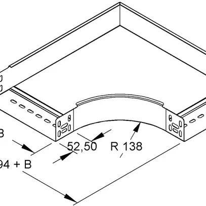 Coude horiz.90° pour ch.de câbles 100×60mm zingué sendzimir 