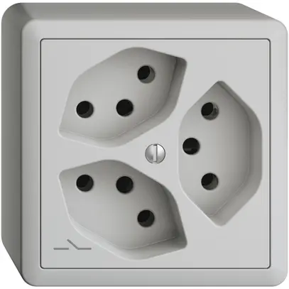 Presa AP EDIZIOdue 3×T13 grigio chiaro, 1×S con shutter 