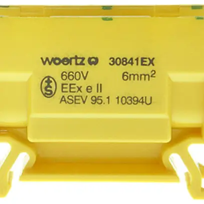 Borne de dérivation Woertz Ex 2.5…6mm² 41A 750V vis 2×1 rail DIN 35mm vt-jn 