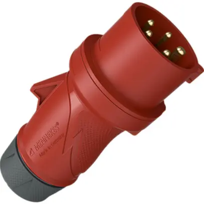 Spina mobile CEE PowerTOPXtra 32A IP54 5P 6h 400V Ø78×196mm rosso 