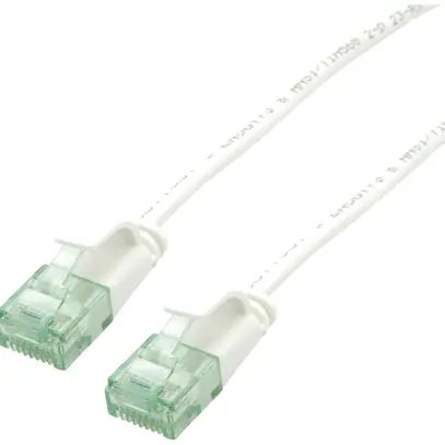 Câble patch RJ45 ROLINE RM DataCenter slim cat.6A U/UTP AWG32 TPE blanc 1m 