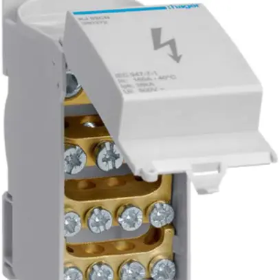 Bloc répartiteur Hager 160A 1L 2×25…70mm² + 3×2.5…25mm²+ 8×1.5…16mm² 