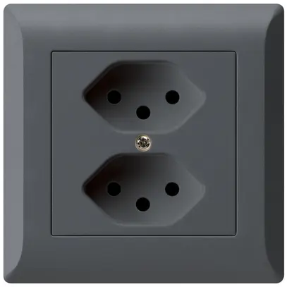 Prise 2×type 13 ENC Hager kallysto.line anthracite 