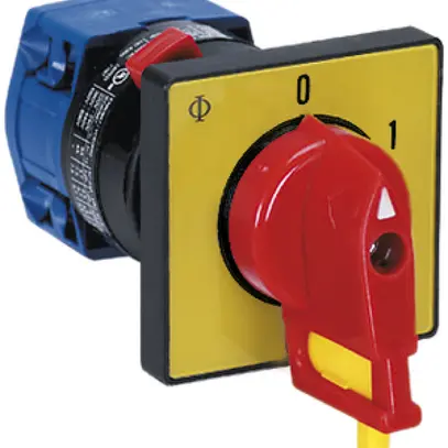 Interrupteur rotatif INC K&N, 16A/400V 0/1L, manette ro, 48×48mm, Ø22.5mm "0-1" 