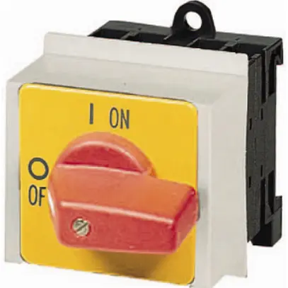 Interruttore rotativo INS ACC-CHIUS ETN, P1, 25A, 3P+N, arresto emerg. tasto ro 