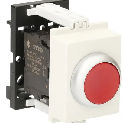 REG-Leuchttaster K&N, 24VAC/DC, 1S/1Ö 6A, 2TE, Kalotte rot 