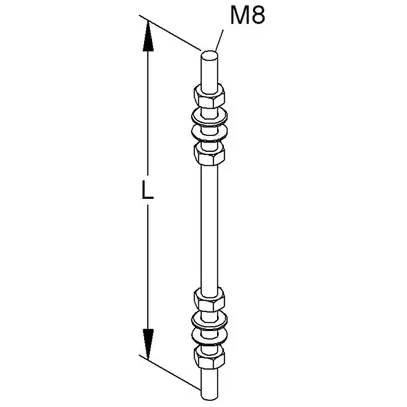 Asta filettata M8 200mm zinc.send. NIED 