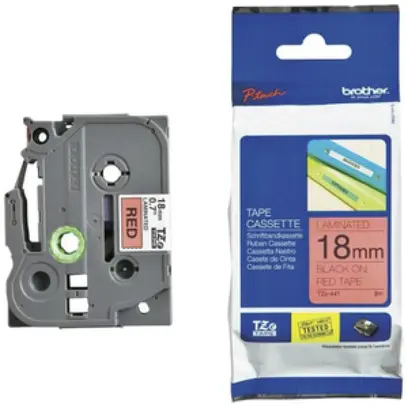 Cassette ruban Brother TZe-441 18mm×8m, rouge/noir 