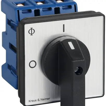 EB-Lasttrennschalter f.Fronteinbau 3P, 80A, 0-1, silber, 64×64mm, Griff schwarz 