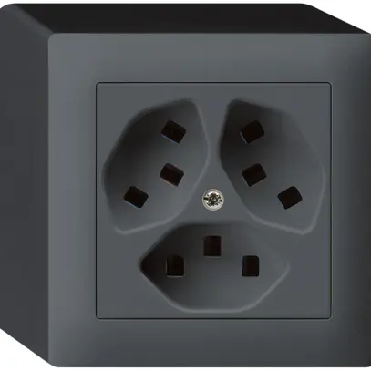 AP-Steckdose Hager kallysto 3×T23 Q anthrazit 