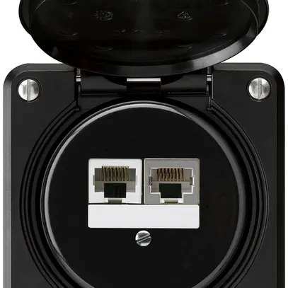 Scatola di raccordo INC robusto IP55 nero 1×RJ45/s 1×RJ45/u separate 