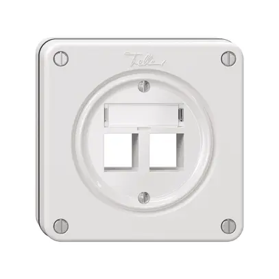 Kit de montage NUPU Feller Keystone, pour sortie droite, double, blanc 