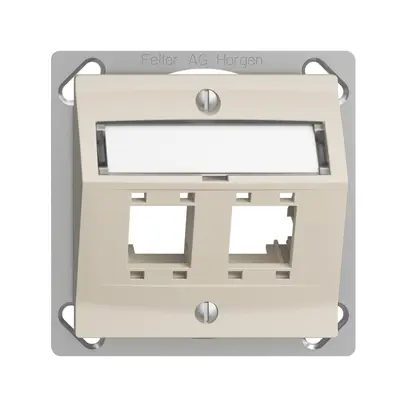 Kit montaggio INC EDIZIOdue, con cappa di uscita obliqua, per 2×RJ45, crema 