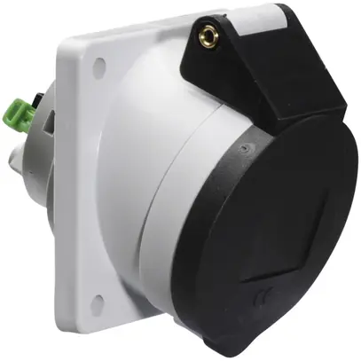 Presa INS CEE Bals 5P 16A 500V 7h nero IP44 nich.QC obliq. 