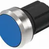 EB-Druckschalter EAO45, R, blau Ring sandgrau bündig 