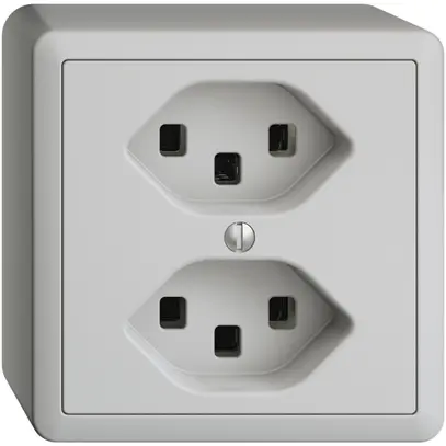 Prise AP 2×T23 16A EDIZIOdue gris clair, avec bornes enf. 