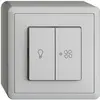 Interruttore AP per luce e ventilaz. EDIZIOdue grigio chiaro, LED giallo 