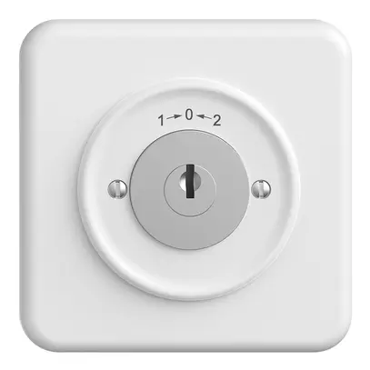 UP-Schwenktaster 1->0<-2 STANDARDdue weiss mit Sicherheitsschloss 