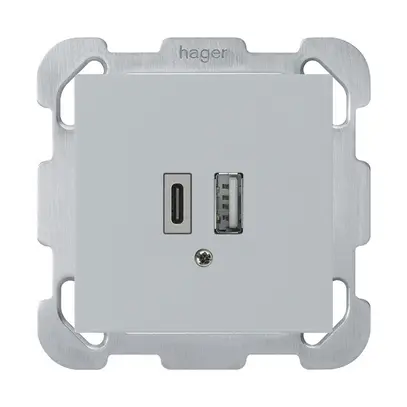 Presa di carica USB INC kallysto 18W PD 1×tipo A 1×tipo C c.placca fiss. grc 