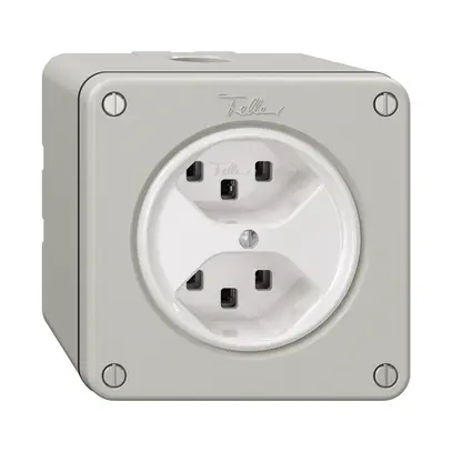 Presa NAPU NEVO, 2×T23, grigio chiaro 