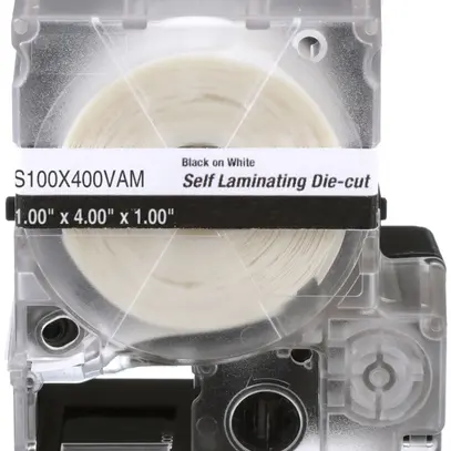 Cassette d'étiquettes Panduit MP, auto-laminant, 25.4×101.6mm clair/blanc 