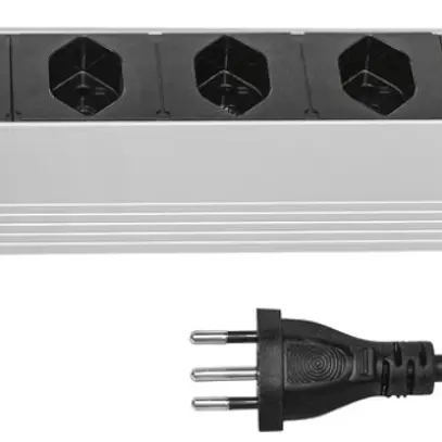 Prise multiple STEBA ALU MODULAR 19" 1UH 5×T13, reset, 3m T12, 10A noir 