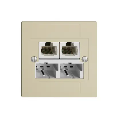 Boîte ENC SOHO 2×TT/2×RJ45/u sép.ITplus EDIZIOdue vanille 