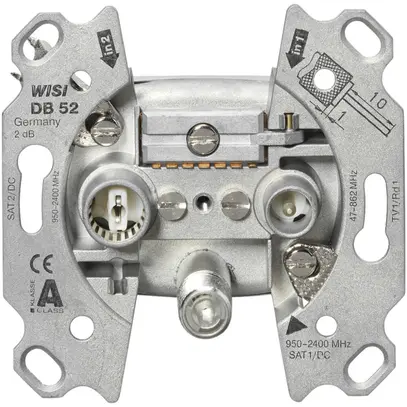 Presa antenna SAT,3 bu WISI DB52 con 2 entr. SAT, SAT-IEC+F 