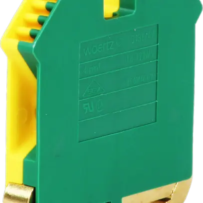 Morsetto di terra componibile Woertz 1.5…4mm² vite 2×1 DIN 35mm verde/giallo 