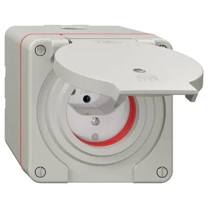 Presa NAP NEVO, 1×T13, IP55 secondo SN 441011, c.guarnizione rossa, c.LED, grc 