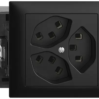 Prise INC 3×T23 16A 53mm, EDIZIOdue noir avec bornes enf. 
