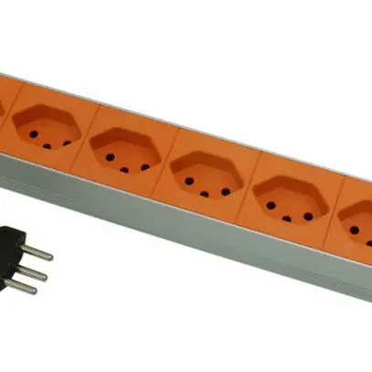 Steckdosenleiste 19" Elcase, 8×T13, 3m T13, 1HE, Al orange 