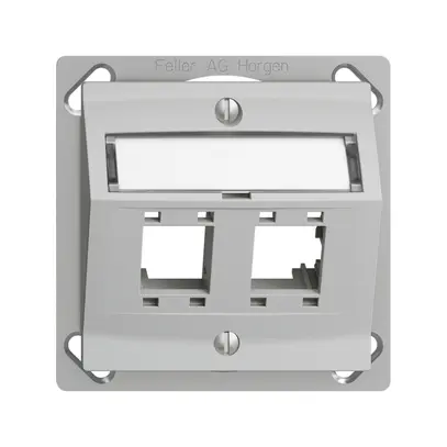 Kit montaggio INC Edue, c.cappa di uscita obliqua, per 2×RJ45, grigio chiaro 