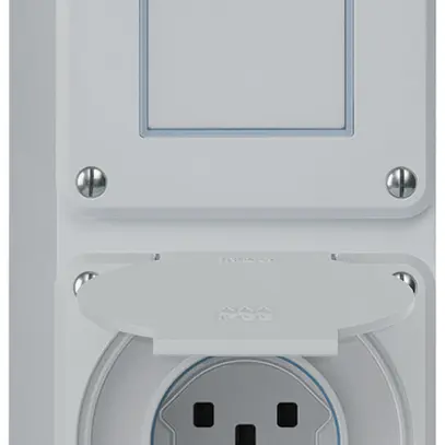 Combinazione AP robusto 2×1, interruttore schema 3/presa T25 IP55 grigio 