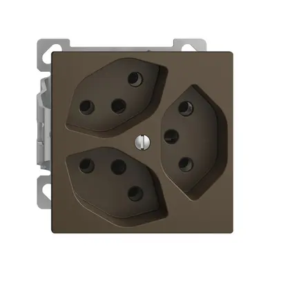 AP-Steckdose EDIZIOdue 3×T13 Kombi-Einsatz mit Shutter coffee 