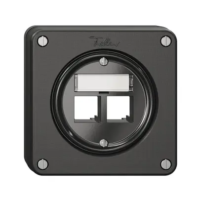 Kit de montage NUPU Feller S-One EASYNET, pour 2×RJ45, profondeur 28 mm, noir 