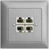 Prise ENC 4×RJ45/u 4P sép.EDIZIOdue silver ITplus 