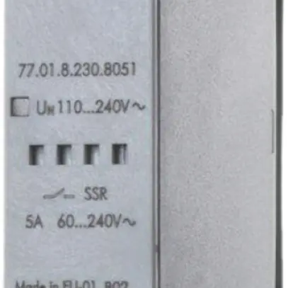 Relais Finder avec 1 contact SSR 5A/60…240VAC, 10 ms, entrée 90…265VAC 