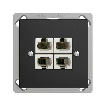 Presa INS 4×RJ45/u 4P sep. EDIZIOdue nero ITplus 